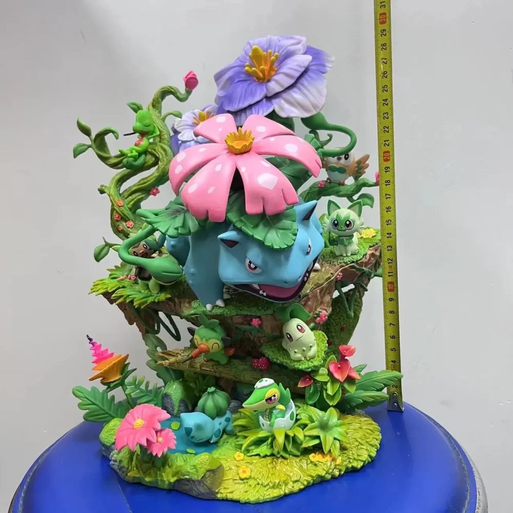 Original Pokémon Grass-Type Evolution Statue – Bulbasaur & Chikorita - Image 2