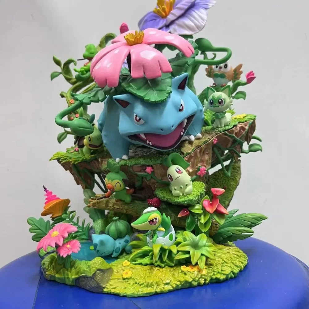 Original Pokémon Grass-Type Evolution Statue – Bulbasaur & Chikorita