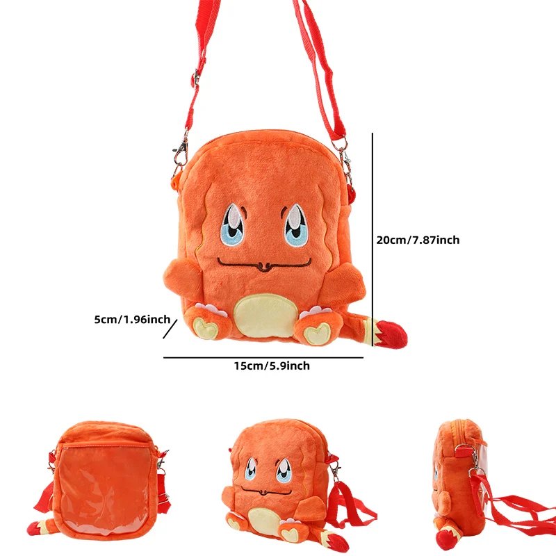 Gengar Plush Shoulder Bag Pokemon Pikachu Rowlet Crossbody Bag Cute Children Storage Sling Bag Toy Christmas gift bag