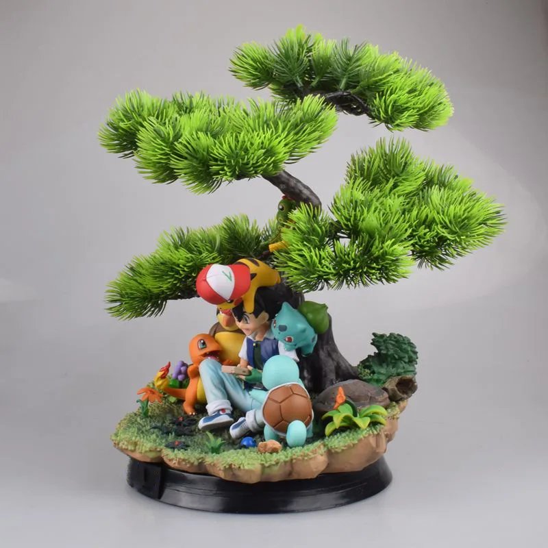 Anime Pokemon Ash Ketchum Pikachu Charmander Squirtle PVC Action Figure Game Statue Collectible Model Kids Toys Doll Gifts 30cm