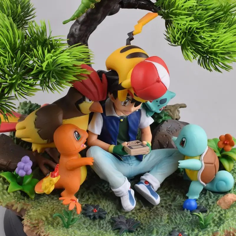 Anime Pokemon Ash Ketchum Pikachu Charmander Squirtle PVC Action Figure Game Statue Collectible Model Kids Toys Doll Gifts 30cm