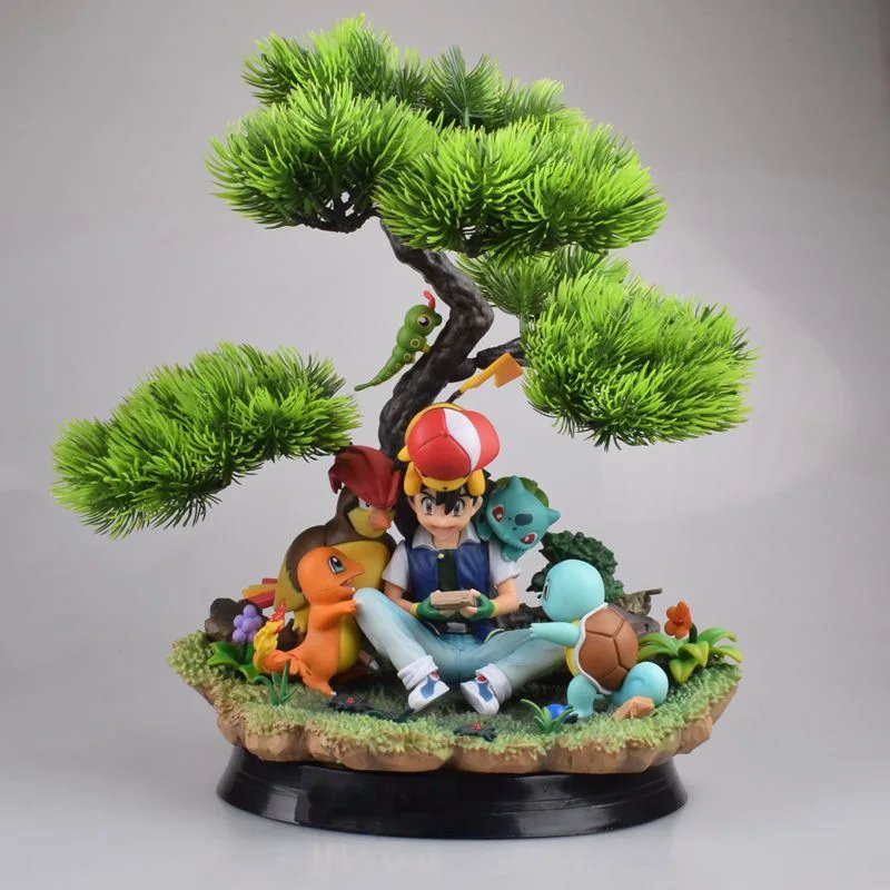 Anime Pokemon Ash Ketchum Pikachu Charmander Squirtle PVC Action Figure Game Statue Collectible Model Kids Toys Doll Gifts 30cm