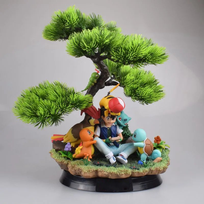 Anime Pokemon Ash Ketchum Pikachu Charmander Squirtle PVC Action Figure Game Statue Collectible Model Kids Toys Doll Gifts 30cm