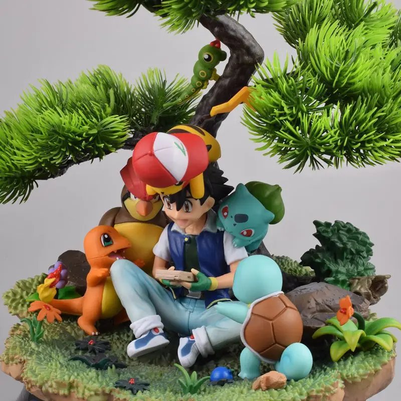 Anime Pokemon Ash Ketchum Pikachu Charmander Squirtle PVC Action Figure Game Statue Collectible Model Kids Toys Doll Gifts 30cm