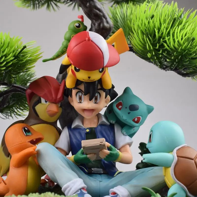Anime Pokemon Ash Ketchum Pikachu Charmander Squirtle PVC Action Figure Game Statue Collectible Model Kids Toys Doll Gifts 30cm