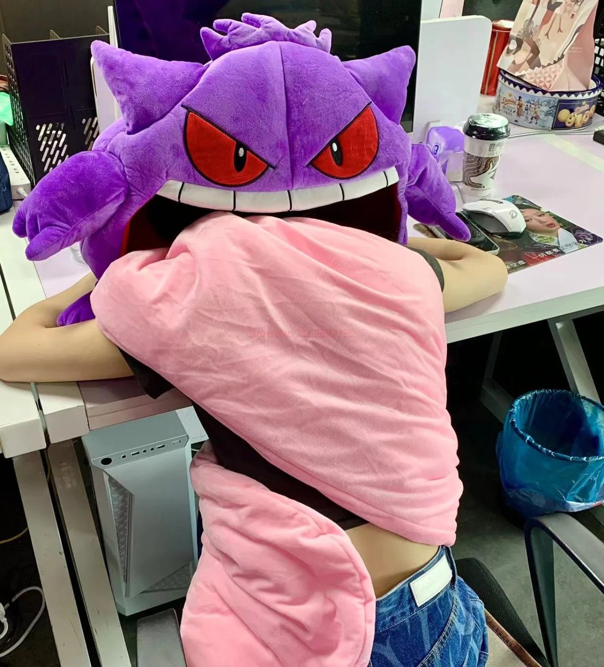 130cm Pokemon Gengar Big Tongue Plush Anime Peripheral Big Size Gengar Sleep Pillow Dual Purpose Nap Blanket Stuffed funny Toy
