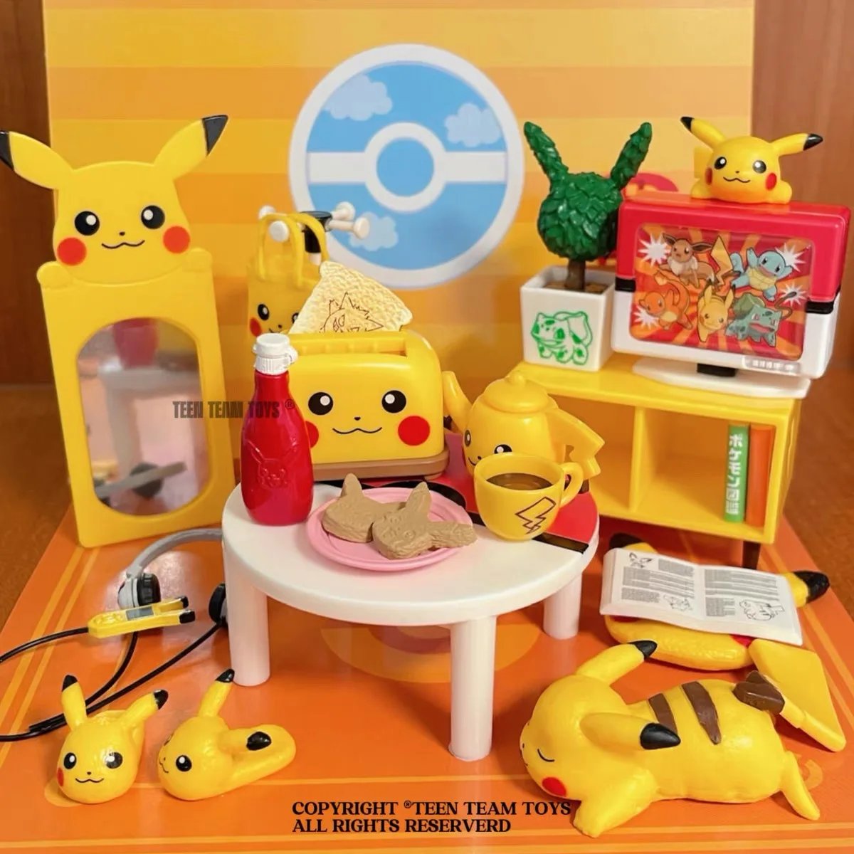 Pokemon Gashapon Capsule Toy Pikachu Room Elf Model Toys Mini Furniture Table Miniature Scene Ornaments Models Decoratoion Gifts