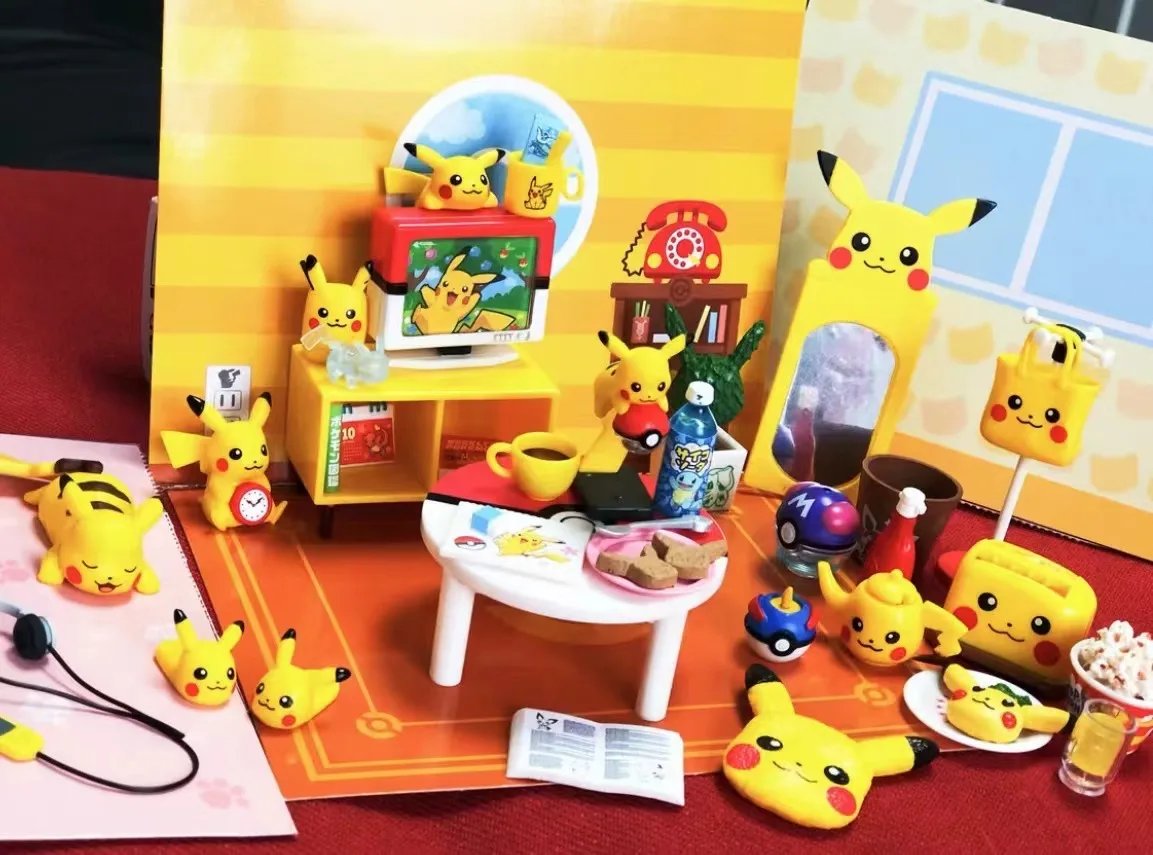 Pokemon Gashapon Capsule Toy Pikachu Room Elf Model Toys Mini Furniture Table Miniature Scene Ornaments Models Decoratoion Gifts
