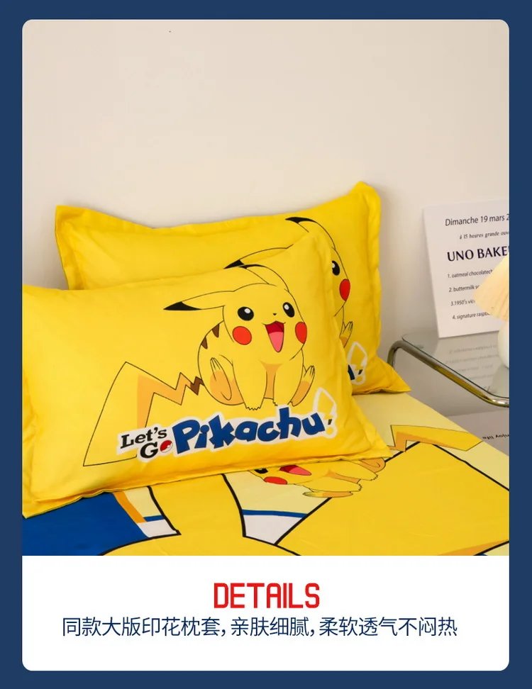Pokemons Pikachus Bed Mattress Cover Kawaii Cartoon Hello Kitty Bed Linen Cover Fitted Sheet For Kids Adult Single Queen Size