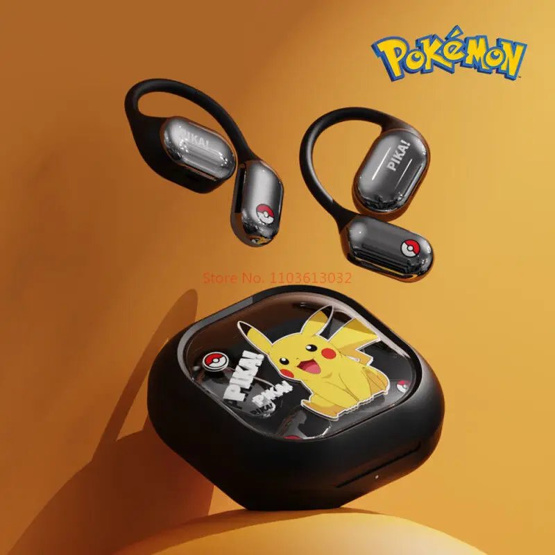 New Pokemon Pikachu Wireless Bluetooth Headset Peripheral Cartoon Good-Looking Ear-Hook Bone Conduction Sports Headset Gift