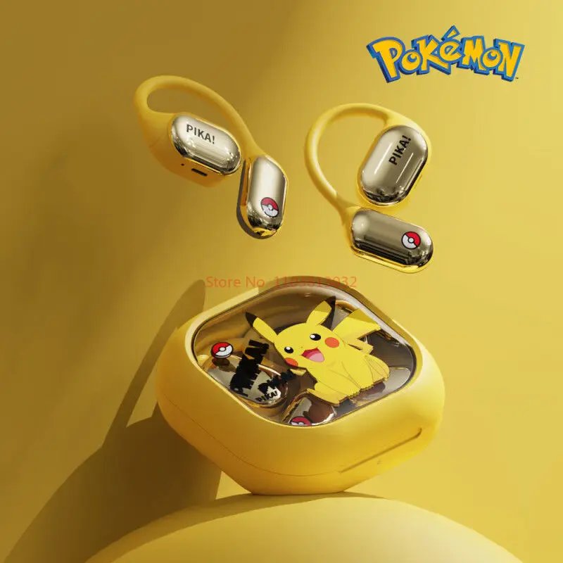 New Pokemon Pikachu Wireless Bluetooth Headset Peripheral Cartoon Good-Looking Ear-Hook Bone Conduction Sports Headset Gift