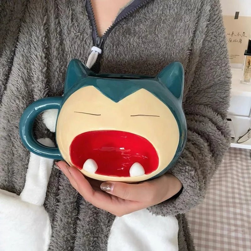 1300ml Pokemon Mug Cartoon Kawaii Snorlax Ceramic Cup Large Capacity Desktop Ornaments Kids Adult Breakfast Coffee Milk Mug Gift
