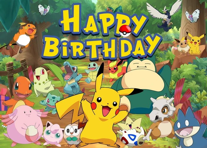 Lightweight vinyl backdrop with colorful Pokémon characters