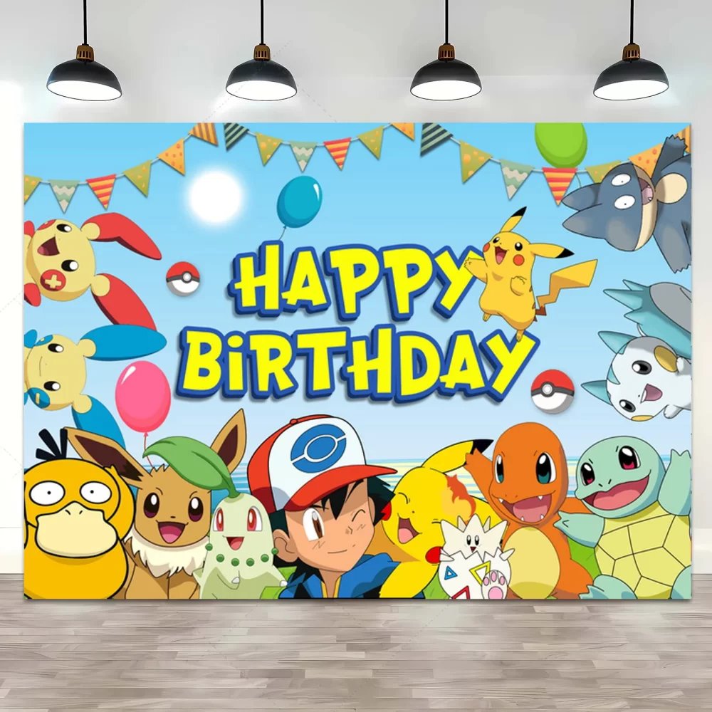 Pokémon Birthday Backdrop – Party Decoration Banner