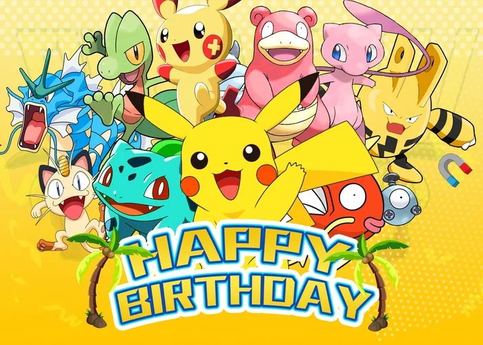 Pikachu and friends featured on a bright party banner