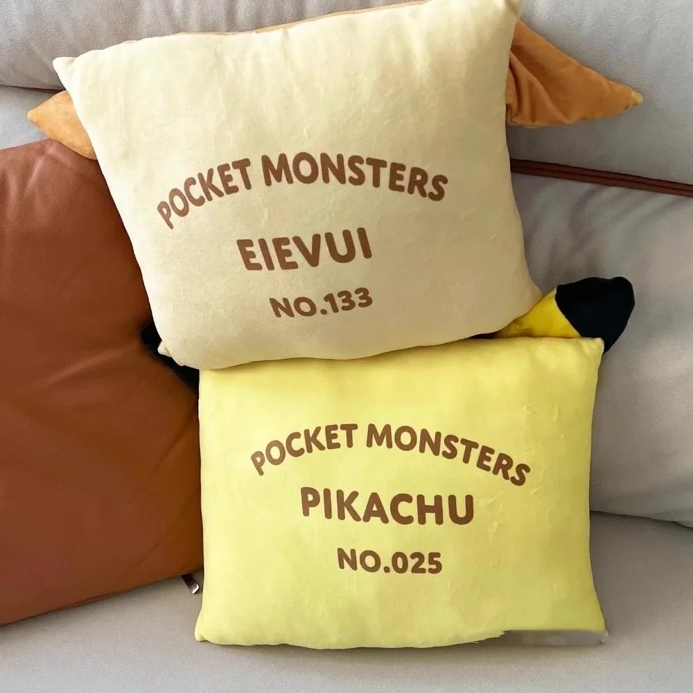 New Pokémon Pikachu Eevee Anime Short Plush Cute Cartoon Pillowcase Home Sofa Office Cushion Pillow Cushion Cover Wholesale