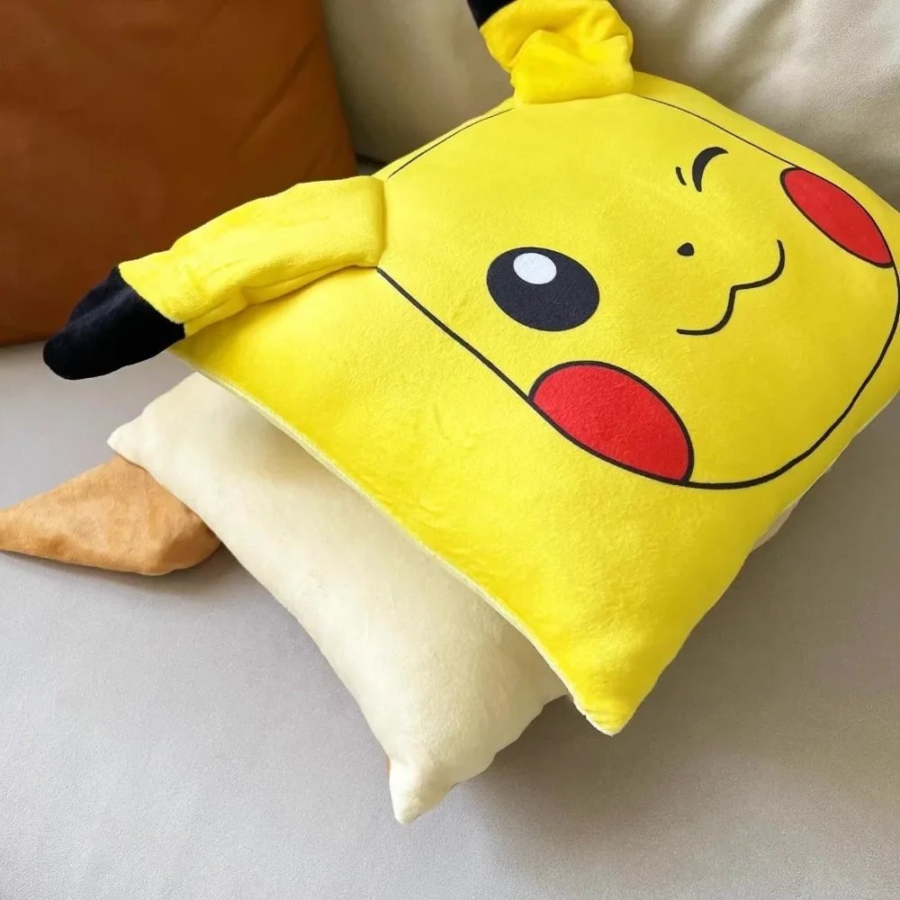 New Pokémon Pikachu Eevee Anime Short Plush Cute Cartoon Pillowcase Home Sofa Office Cushion Pillow Cushion Cover Wholesale