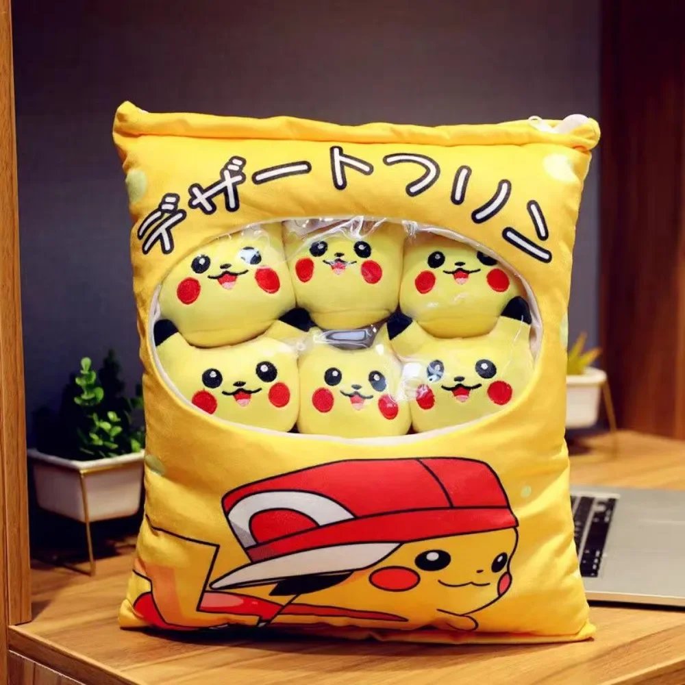 New Pokémon Pikachu Eevee Anime Short Plush Cute Cartoon Pillowcase Home Sofa Office Cushion Pillow Cushion Cover Wholesale