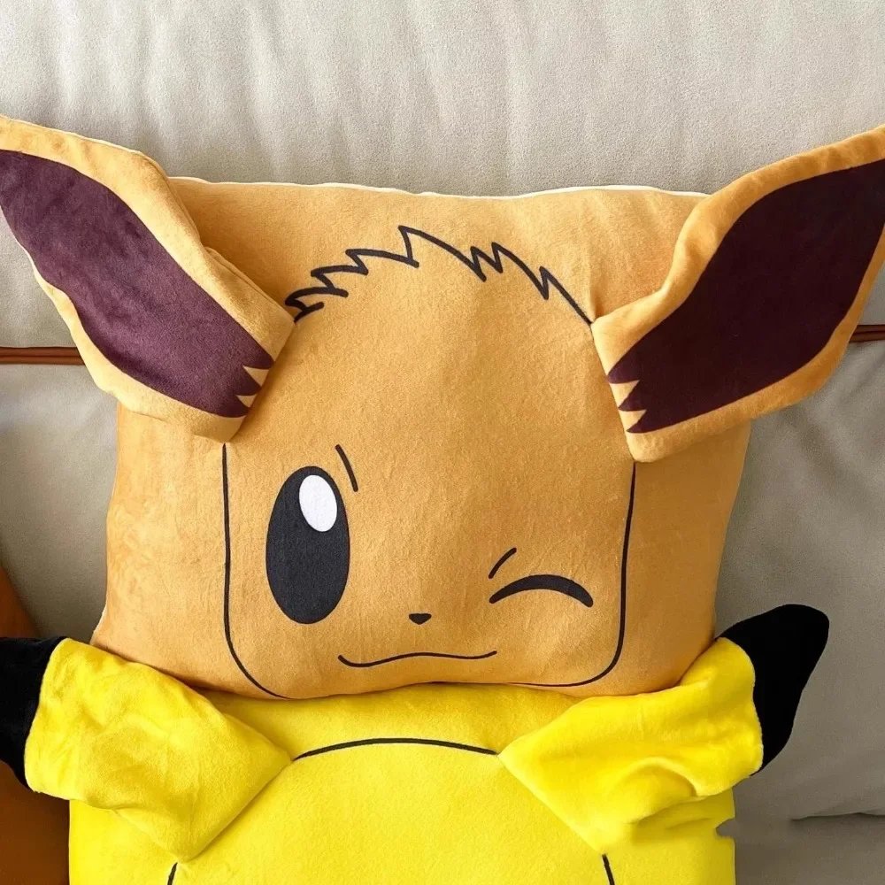 New Pokémon Pikachu Eevee Anime Short Plush Cute Cartoon Pillowcase Home Sofa Office Cushion Pillow Cushion Cover Wholesale