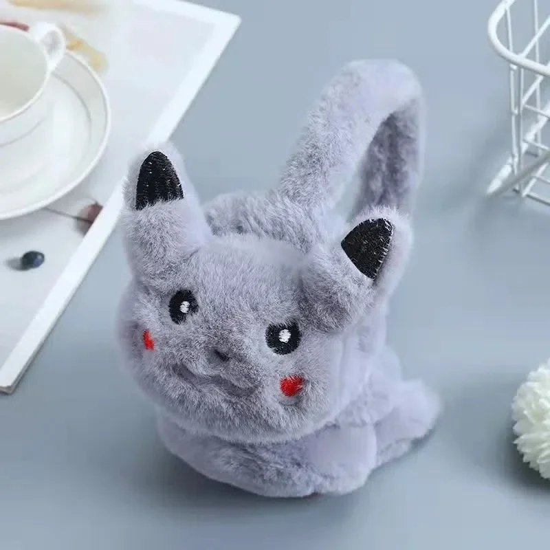 Pikachu Plush Earmuffs Cute Soft Anime Cartoon Earmuffs Plush Winter Warm Earmuffs Headphone for over 6 Year Old Kids Adult