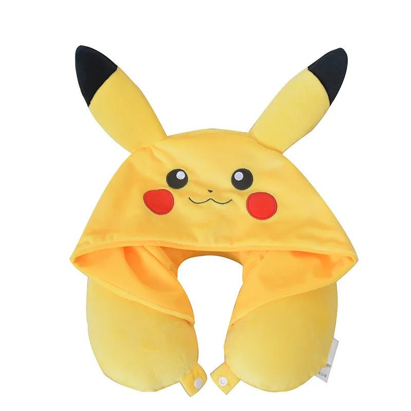 Pokemon Pikachu Neck Pillow Neck Pillow With Cap Traveling Car Home Office Travel Neck Flight Pillow