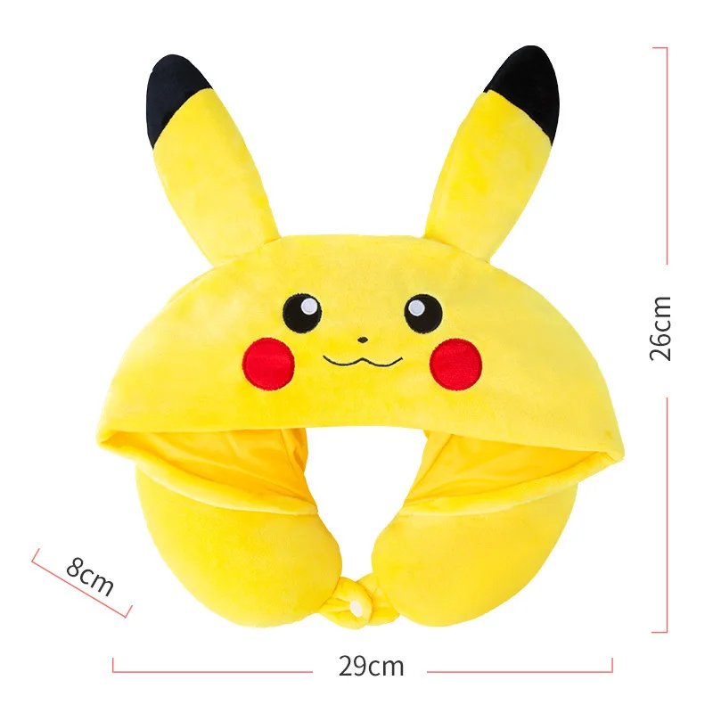 Pokemon Pikachu Neck Pillow Neck Pillow With Cap Traveling Car Home Office Travel Neck Flight Pillow