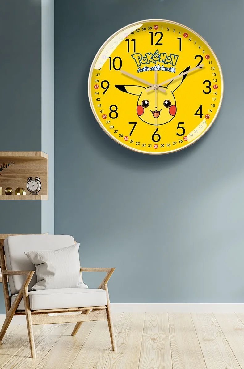 Pokemon-themed Pikachu Wall Clock with silent movement