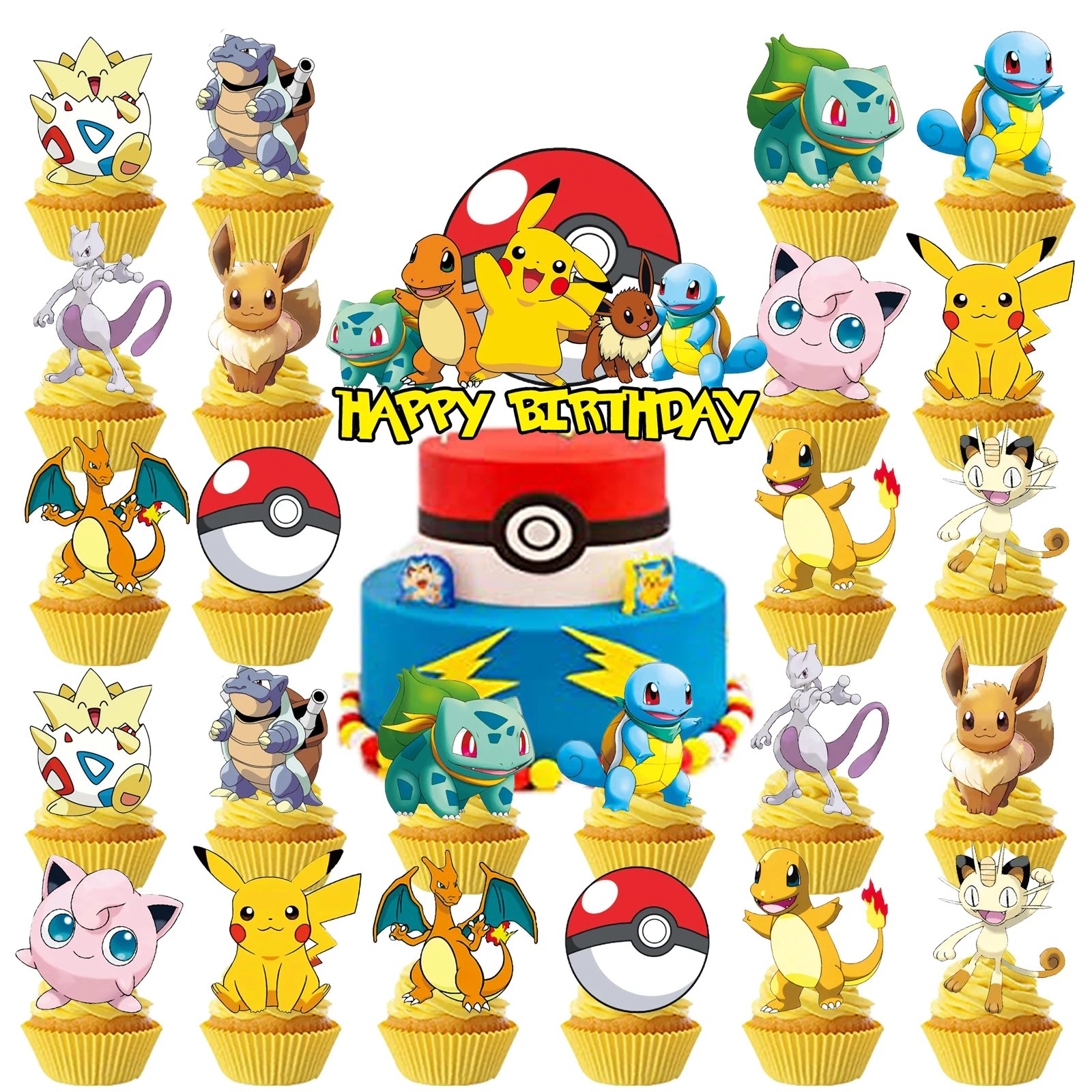 Vibrant Pokémon cake toppers for birthdays