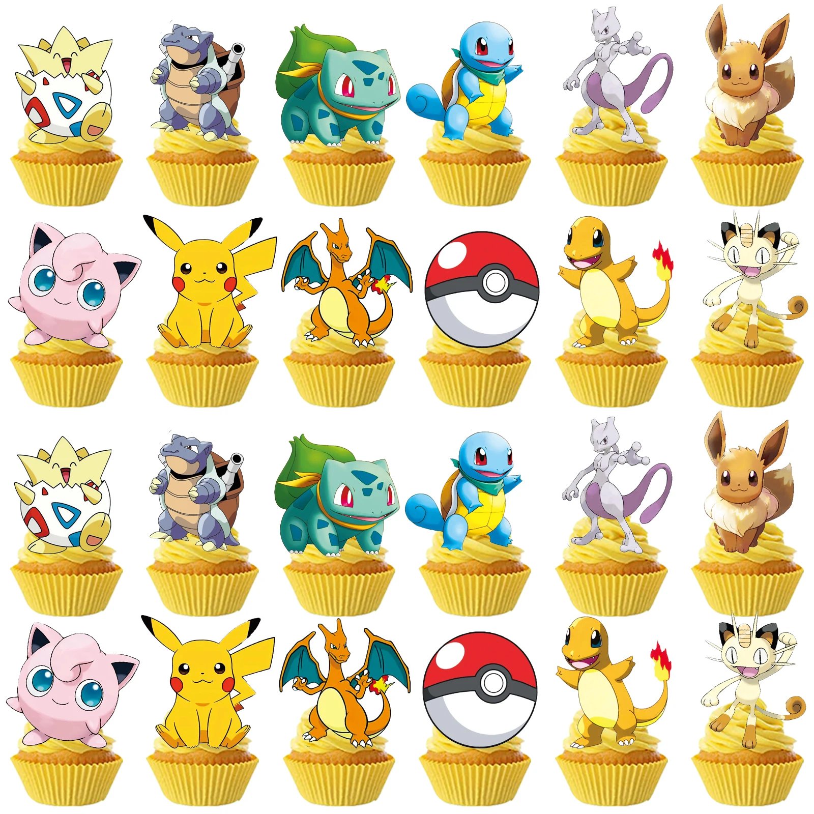 Colorful Pikachu and friends cake decorations
