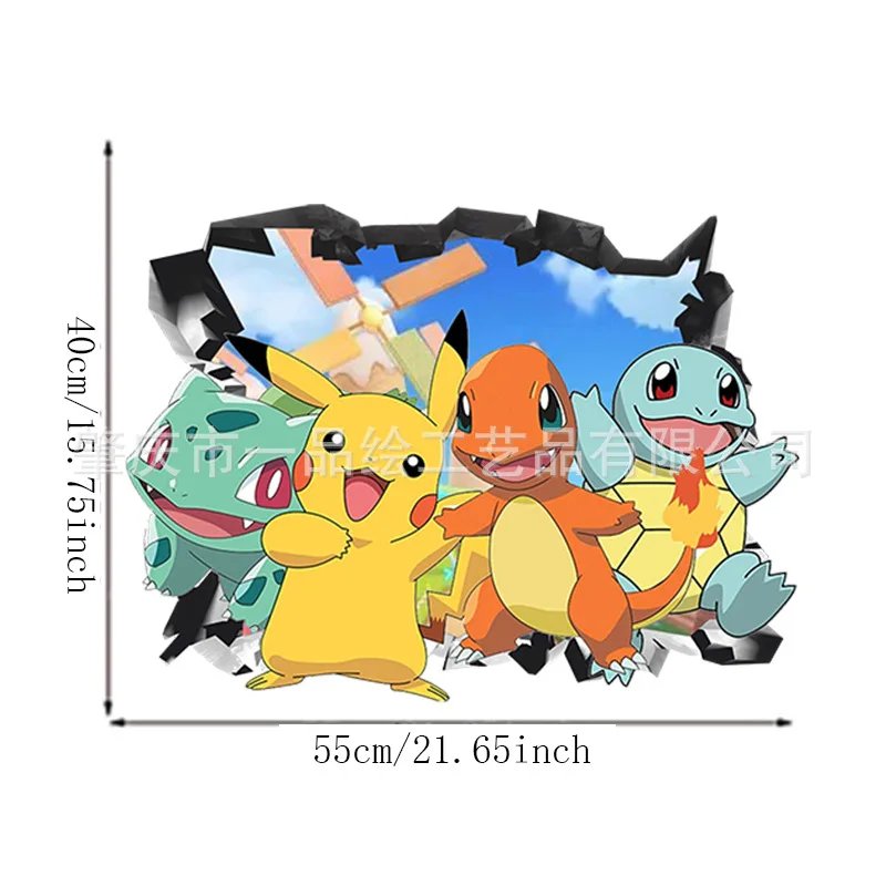 Pikachu Wall Stickers Fox Kids Room Kindergarten Home Decoration Wall Decals Cartoon Cute PVC Stickers for Living Room Poster