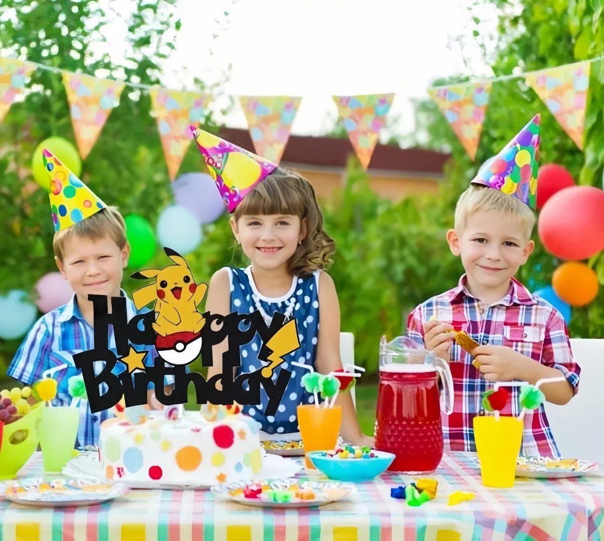 Vibrant Pokémon Birthday Cake Topper design